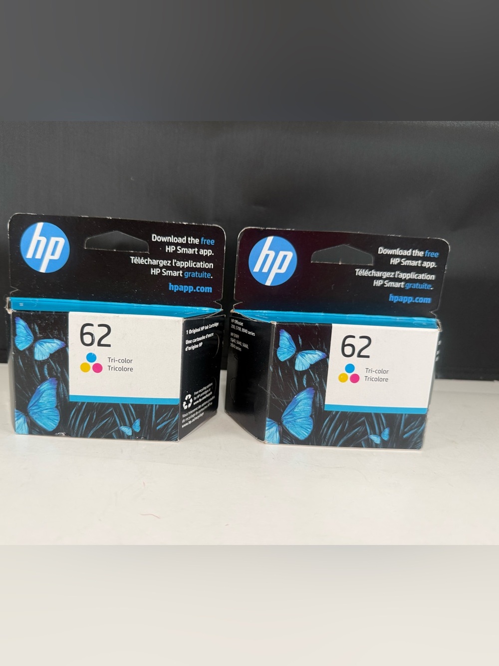 HP 62 tri-color Printer Ink See Photos for compatible printers 2 boxes w/1 each